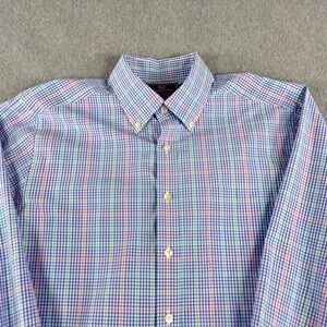 Vineyard Vines Slim Fit Murray Shirt Plaid Mens L Blue Gingham Button Down